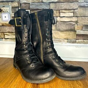 Timberland Savin Hill 8543R Black Leather Lace Up Mid Riding Boots Womens 7